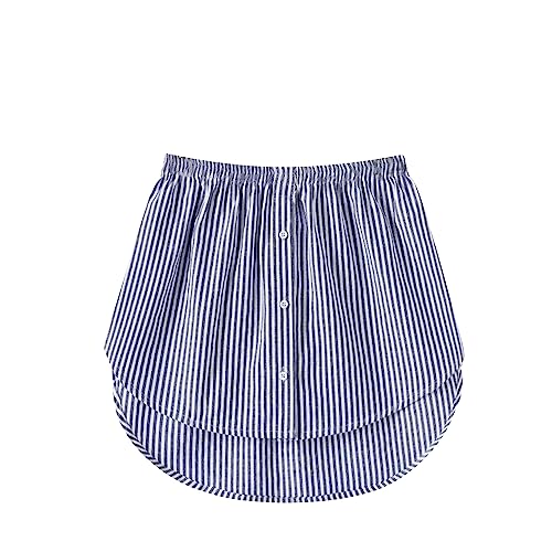 Girstunm Women's Shirt Extender for Women Adjustable Layered Fake Top Lower Sweep Shirt Half Length Mini Skirt for Girls Blau Stripe 3XL von Girstunm