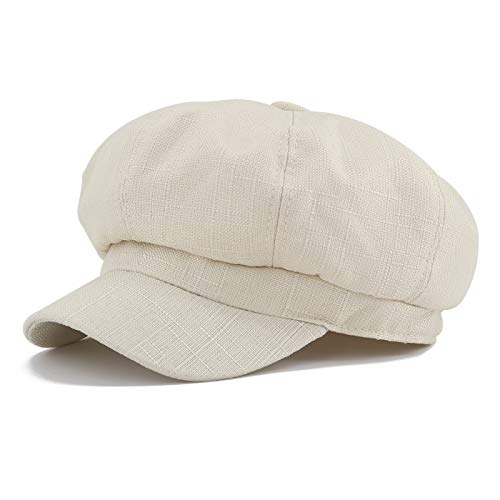 Gisdanchz Schirmmütze Damen Cappy Baskenmütze Damen Barette Hut Newsboy Cap Damen Bakerboy Mützen Cappy Sommerhut Barett Schiffermütze Damen Baker Boy Mütze Ballonmütze Damen Beige von Gisdanchz