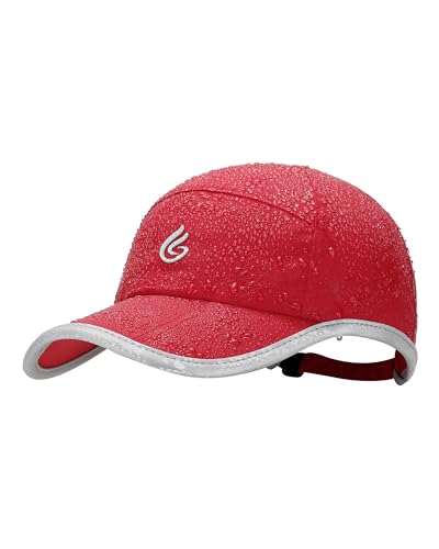 Gisdanchz Baseball Cap Basecap Herren Damen Regenhut Wasserdicht Uv Schutz Kappe Cappy Mann Schirmmütze Faltbarer Reflektierender Golf Sport Lauf Running Cap Wandern Tennis Rot 58CM von Gisdanchz