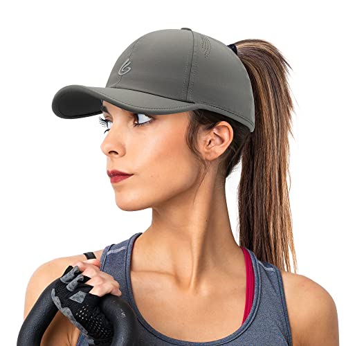 Gisdanchz Basecap Damen Baseball Cap mit Pferdeschwanz Performance Cappy Frauen Tennis Running Cap Damen Uv Schutz Kappe Laufcap Laufmütze Schildkappe Sonnenschutz Kappen Damen Sommer, Dunkelgrau von Gisdanchz