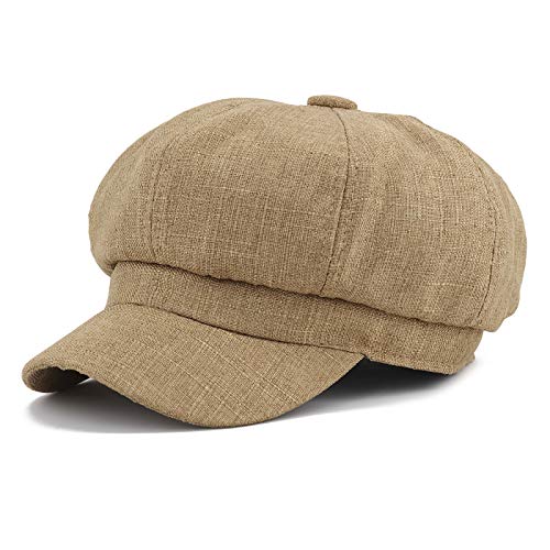 Gisdanchz Bakerboy Mütze Damen Baker Boy Mütze Ballonmütze Damen Schirmmütze Damen Newsboy Cap Damen Bakerboy Mützen Cappy Sommerhut Barett Schiffermütze Damen Khaki von Gisdanchz