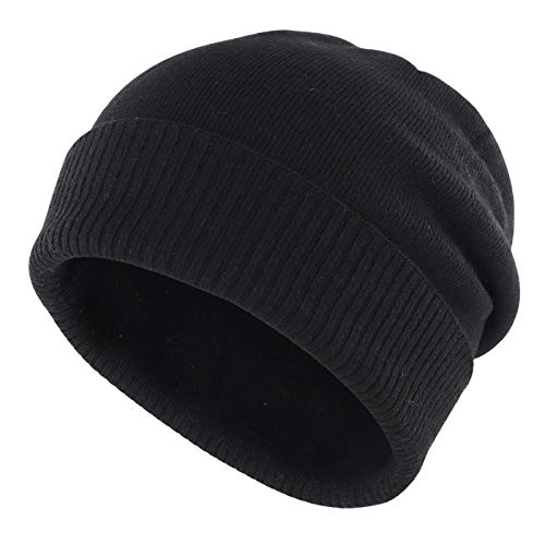 Gisdanchz Beanie Herren Winter Hats Fischermütze Fleece Wintermütze Strickmütze Long Slouch Beanie Damenmütze Winter Hats for Women Wollmütze Damen Beanies Fisherman Männermützen Wolle Schwarz von Gisdanchz