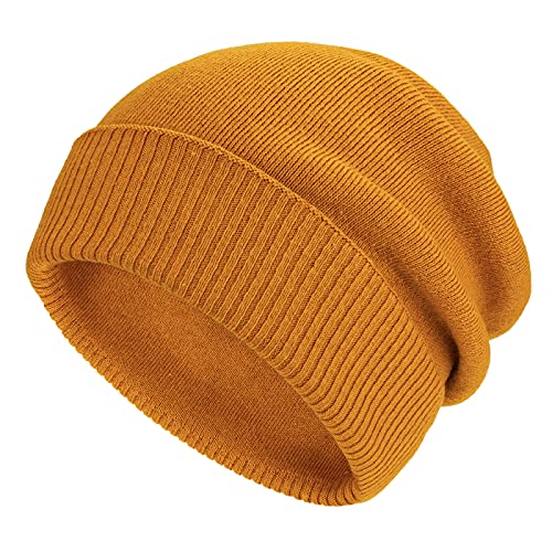 Gisdanchz Beanie Mütze Strickmütze Damen Wintermütze Beanie Herren Damen Mütze Schwarz Long Slouch Beany Beanie Herren Winter Mütze Strickmütze Schwarz Winter Wool Strickmütze Gelb von Gisdanchz