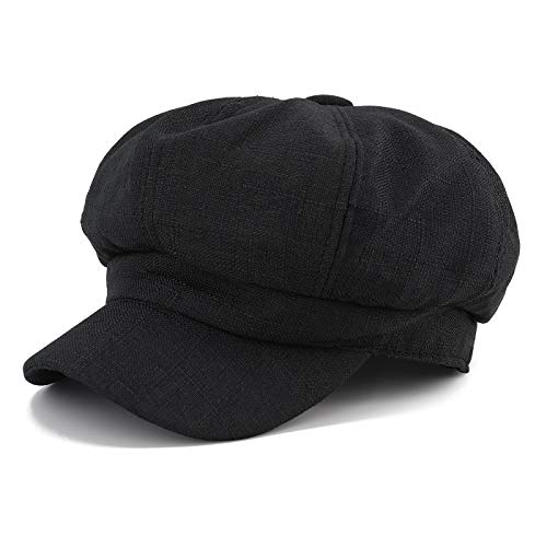 Gisdanchz Baskenmütze Damen Schwarz Schirmmütze Cappy Sommerhut Barett Schiffermütze Baker Boy Mütze Ballonmütze Barette Hut von Gisdanchz