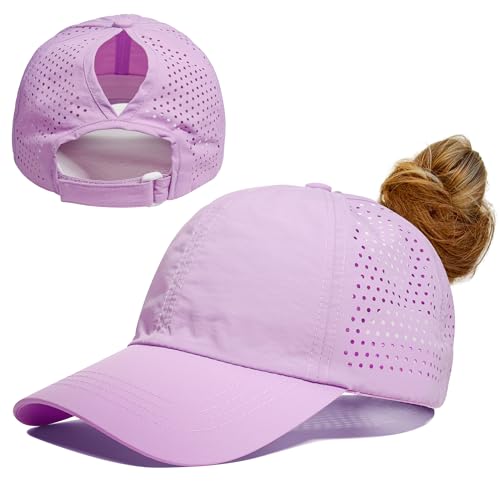 Gisdanchz Running Cap Damen Sommer Pferdeschwanz, Verstellbar Kappe Basecap Damen Cappy Frauen Kopfbedeckung Sonnenschutz Kopf Sonnenkappe Schildkappe Sonnencap Baseball Caps, Lila One Size von Gisdanchz