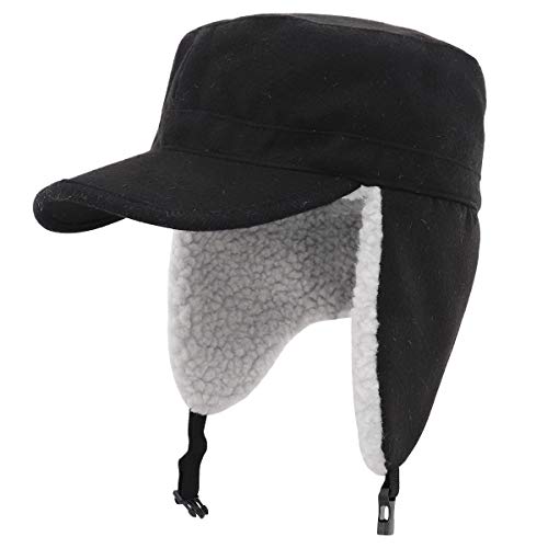 Gisdanchz Russen Fliegermütze Ushanka Schirmmütze Winter Basecap Mütze mit Ohrenklappen Herren Trappermütze Männer Fleece Cappy Frauen Wintermütze Baseballcap Russische Mütze Damen Schwarz von Gisdanchz