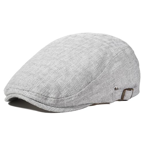 Gisdanchz Schiebermütze Herren Sommer Leinenimitat Schirmmütze Sommermütze Verstellbar Leicht Mütze Herren Sommer Baskenmütze Flatcap Golf Visor Flat Newsboy Cap, Hellgrau Einheitsgröße von Gisdanchz