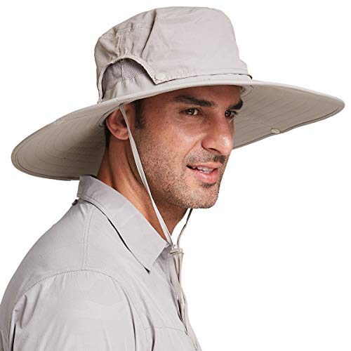 Gisdanchz Sonnenhut Tropen Herren Damen Wasserdicht Outdoor Tropenhut Safarihut Buschhut Anglerhut Sonnenmütze Masche Sonnenschutz Kopf Gartenhut Wanderhut Wide Brim Boonie Bucket Hat,Khaki von Gisdanchz