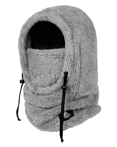 Gisdanchz Sturmhaube Damen Winter, Balaclava Damen Herren Sturmhaube Ski Maske, Skimaske Schalmütze Kapuzenschal Mützenschal Damen Herren Kapuze Einzeln Schlupfmütze Ski Schal Damen, Hellgrau von Gisdanchz