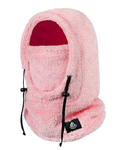 Gisdanchz Sturmhaube Damen Winter, Balaclava Damen Herren Sturmhaube Ski Maske, Skimaske Schalmütze Kapuzenschal Mützenschal Damen Herren Kapuze Einzeln Schlupfmütze Ski Schal Damen, Rosa von Gisdanchz