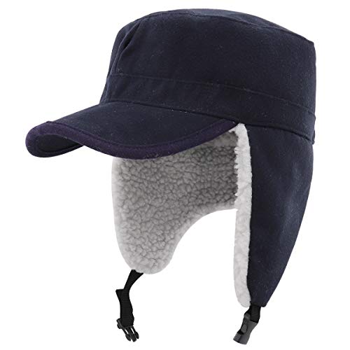 Gisdanchz Winter Basecap Mütze mit Ohrenklappen Herren Trappermütze Männer Fleece Cappy Frauen Wintermütze Baseballcap Russische Mütze Damen Russen Fliegermütze Ushanka Schirmmütze Navy Blau von Gisdanchz
