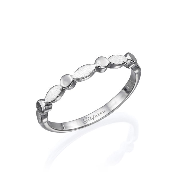 14K Weißgold Trauring Handgemachter Matter Ring von Gispandesigns