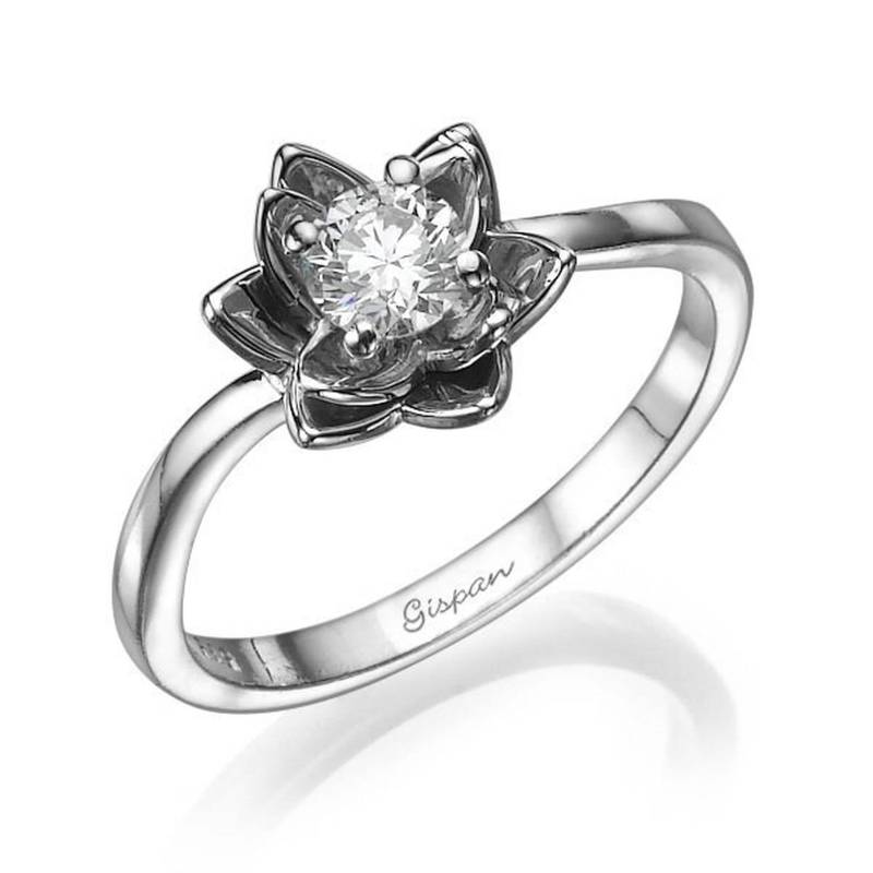 14K Weißgold Diamant Blume Verlobungsring Blumen Ehering von Gispandiamonds