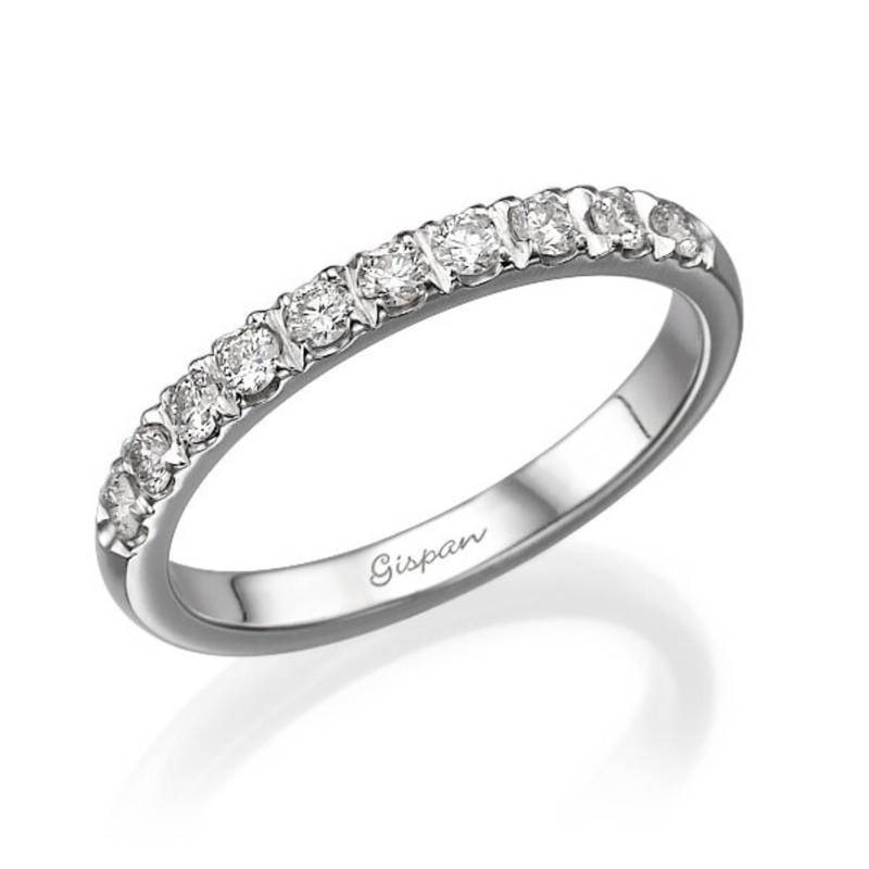 14K Weißgold Halbe Ewigkeit Diamant Ring Ehering D-F Vs Stapelbarer Versprechen Oder Jubiläumsband Für Sie von Gispandiamonds