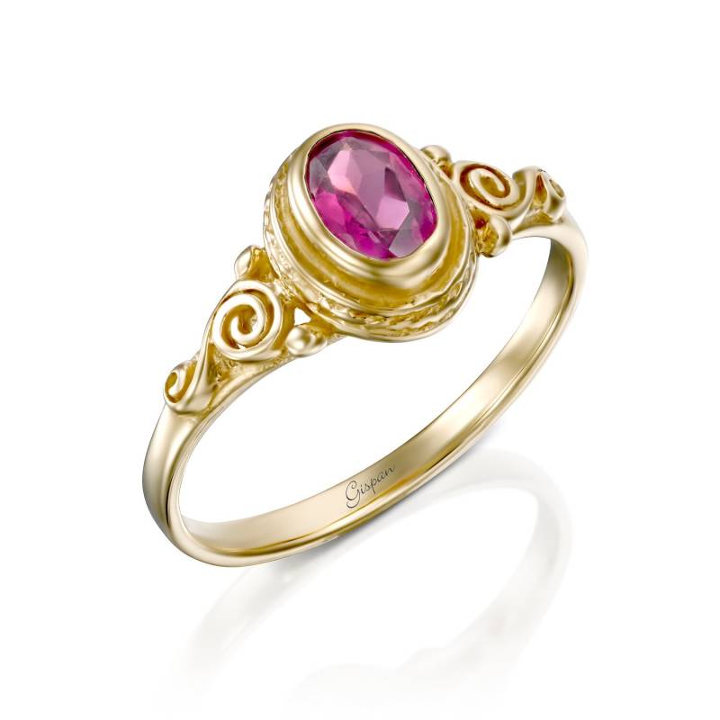 Amethyst Oval Edelstein Verlobungsring 14K Gelbgold Frauen Versprechen Jubiläum Statement Cocktail Geschenk Für Sie Antik Retro von Gispandiamonds
