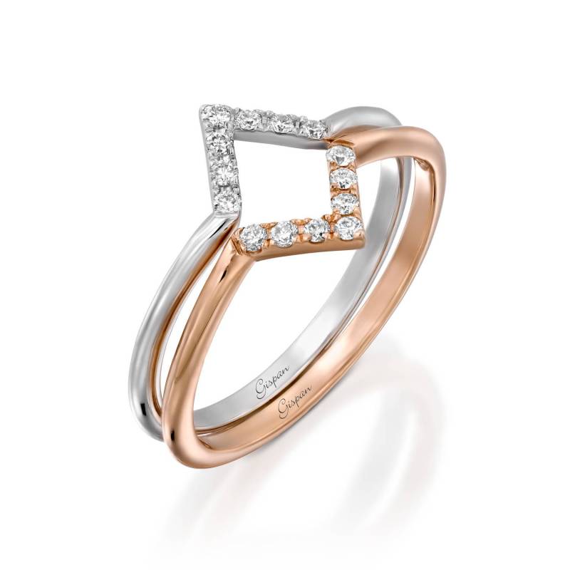 Ehering Frauen, Zweifarbiger Verlobungsring, Einzigartiger Ehering, Versprechensring, Statementring, Passender Ring, Dreieckring, Ringe von Gispandiamonds