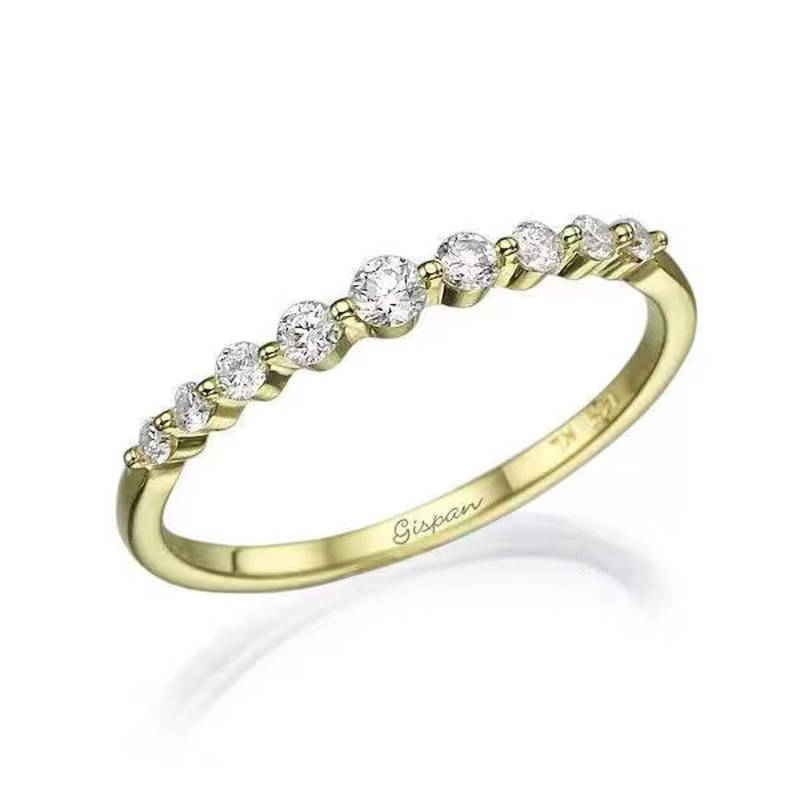 Ehering Frauen 14K Gelbgold Mit Diamanten, Halb Eternity Band Ring, Diamant Ehering, Stapelbar Ring, Geschenk von Gispandiamonds