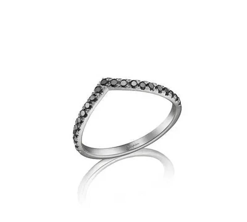Schwarzer Diamant Ehering 14K Weißgold Ring Chevron von Gispandiamonds