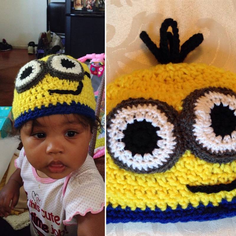 Hand Gehäkelt. Gehäkelter Minion Hut. Gehäkelte Baby Mütze. Minions Style Mit Augen Und Haarsprossen Hand Gehäkelt. Gehäkelter Minion Hut. Gehäkelte Baby Mütze. Minions Style Mit Augen Und Haarsprossen von GissendanerJohnson