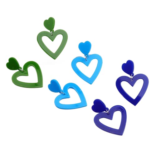 3 Paare Praktische Robuste Acrylherz Und Tränenohrringe Tragbare Schmuck Geschenke Für Schwester Oder Freund Double Heart Baumle von Gissroys