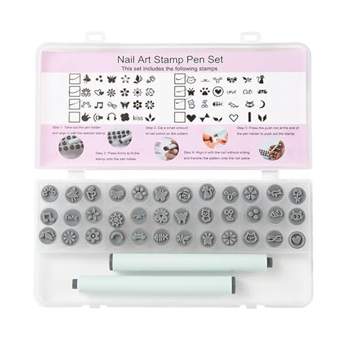 36pcs Nails Design Stempel Set Easy Grip Stemps Für Oder Professional Salon Maniküren Silikon Nagel Briefmarken Set von Gissroys