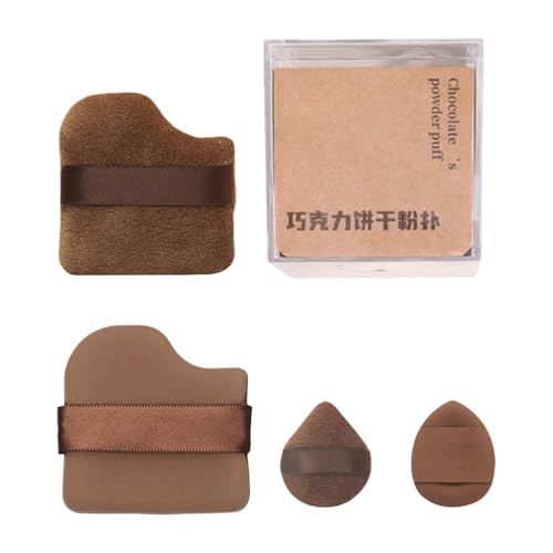 4/6 x Schokoladenkekspuderquaste mit Fingerhalter, Fingerspitzen-Make-up-Schwamm-Pad für Creme, Concealer, Lidschatten von Gissroys