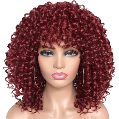 Afro Curly Perücken Afrikanische Haarstücke Synthetische Faser Kopfbedeckung Für Frauen Cosplay Event Und Alltäglich von Gissroys