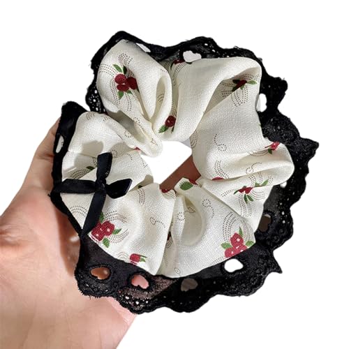 Aufwändige Schleifen Haargummi für Frauen Haarringe Scrunchies Mehrschichtiges Haarseil Haargummi Schwarz Lacework von Gissroys