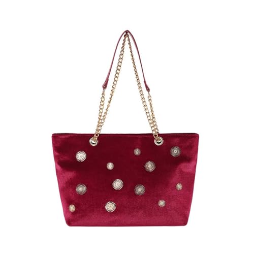 Damen Schultertasche Samt Schultertasche Geldbörse Tasche Handtasche Frauen Clutch Telefon Geldbörse Geldbörse Samt Handtasche Damen Business, rot, One Size von Gissroys