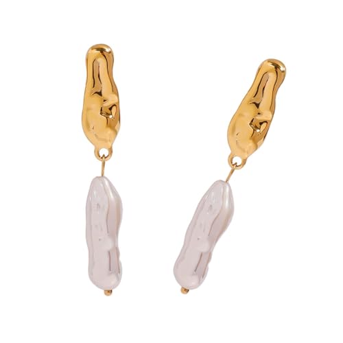 Edelstahl Unregelmäßige Perlen Ohrringe Einzigartige Geometrische Quasten Langrop Ohrringe Ohrbedeckung Für Modische Frauen Hypoallergenik Schmuck von Gissroys