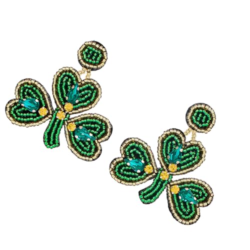 Einzigartige Perlen Shamrock Dangle Ohrringe Handgefertigt Patricks Tag Bunte Perlenohrohrohrstolme Bequeme Ohrzubehör Leichte Ohrringe von Gissroys
