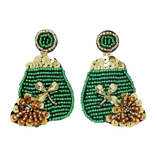 Einzigartige Perlen Shamrock Dangle Ohrringe Handgefertigt Patricks Tag Bunte Perlenohrohrohrstolme Bequeme Ohrzubehör Leichte Ohrringe von Gissroys