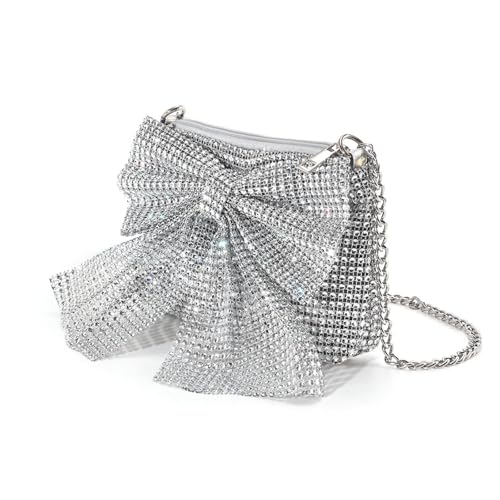 Elegante Abendtasche mit Strasssteinen, Schmetterlingsschleifen, Schultertasche, Geldbörse, Unterarmtaschen mit Kette, für Partys und Abendessen von Gissroys