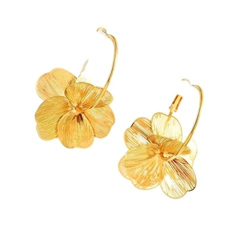 Elegante Goldene/silberne Blumenropfen Ohrringe Stilvolle Einzigartige Übergroße Blumenohrzubehör Handgefertigtes Geschenk Für Ihre Auffälligen Goldenen Ohrhänger von Gissroys