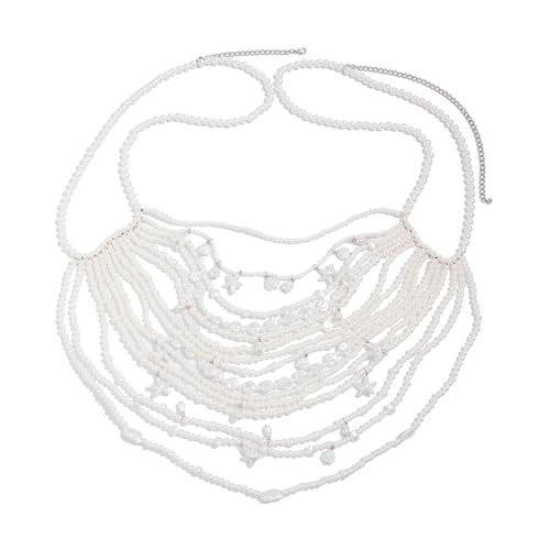 Gissroys Elegante Perlenkettenkette Verstellbare Quastenkörperzubehör Frauen Brust Geeignet Für Partys Und Event Perlen Quasten Halskette von Gissroys