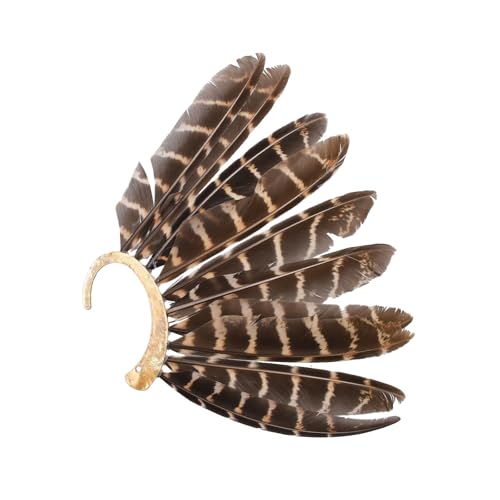 Gefederte Ohrmanschette, kein Piercing, Ohrclips für Damen, Halloween, Cosplay, Zubehör, indischer ethnischer Trible-Schmuck, keine Piercing-Ohrringe von Gissroys