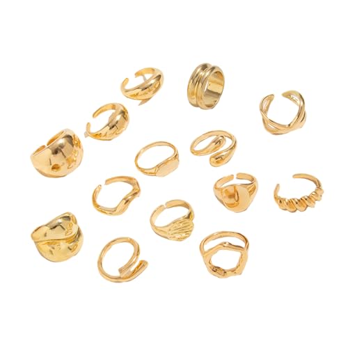 Gissroys 12pieces Elegante Perlen Akzentuierte Unregelmäßige Stapelbare Ringe Zwei Ton Elegante Perlen Cluster Abendpartyringe Leichter Hohlschmuck Set Für Frauen von Gissroys