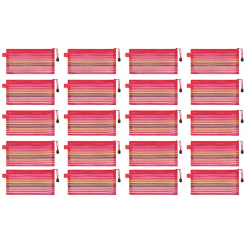 Gissroys 20 PCs Reißverschlüsse Beutel Meshes Bag Mit Reißverschlüssen Klare Reisebeutelbeutel Kleine Aktenbeutel Bürovorräte von Gissroys