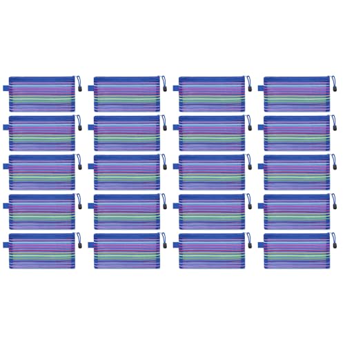 Gissroys 20 PCs Reißverschlüsse Beutel Meshes Bag Mit Reißverschlüssen Klare Reisebeutelbeutel Kleine Aktenbeutel Bürovorräte von Gissroys