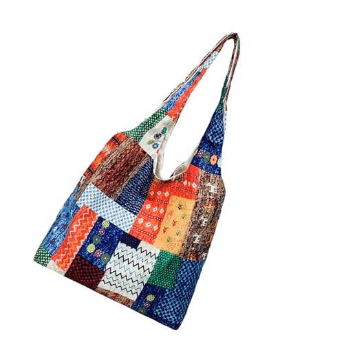 Gissroys Ästhetische Canvas-Tragetasche, wiederverwendbar, Schultertasche, Damen, Freizeit, Urlaub, Einkaufen, Arbeit, Fitnessstudio, ethnische Stile, Stoffbeutel, ethnisches Segeltuch von Gissroys