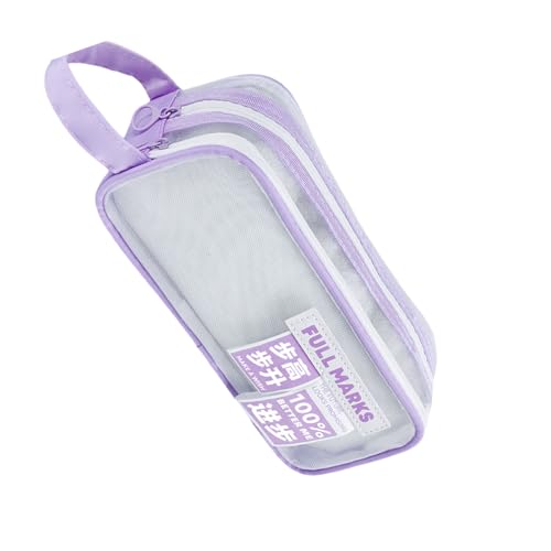Gissroys Doppelschichtiges Netz-Federmäppchen, Stiftetasche, großes Fassungsvermögen, Stifteetui, Stiftetasche, Schreibtisch-Organizer für Schüler, violett von Gissroys