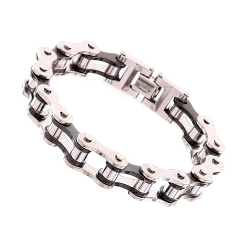 Gissroys Edelstahl Punk Motorradarmband Für Männer Sichern Schloss Bequemes Verschleiß Armreifen Bangelhand Armband Outdoor Sport Armband von Gissroys