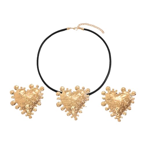 Gissroys Edgy Asymmetrisches Schmuckset mit Herz-Ohrringen und Halskette, leicht, raffinierte Legierung, Ohrstecker und Halskette, Charm, übertriebene Legierung Gissroys Edgy Asymmetrisches Schmuckset mit Herz-Ohrringen und Halskette, leicht, raffinierte Legierung, Ohrstecker und Halskette, Charm, übertriebene Legierung von Gissroys