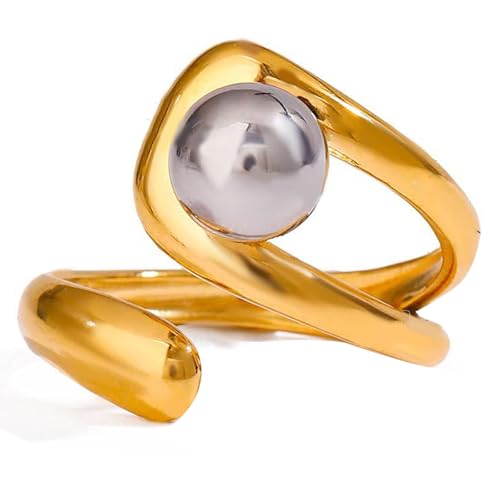 Gissroys Einzigartige Offene Edelstahl Openwork Linear Muster Verstellbare Fingerringe Metallkonstruktion Accessoire Für Tägliche Verschleiß Offener Unregelmäßiger Linie von Gissroys