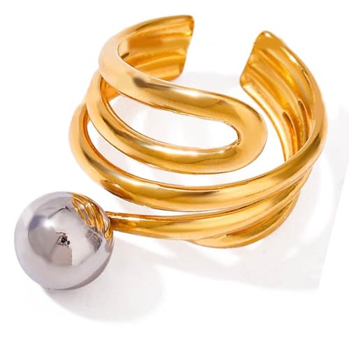 Gissroys Einzigartige Offene Edelstahl Openwork Linear Muster Verstellbare Fingerringe Metallkonstruktion Accessoire Für Tägliche Verschleiß Offener Unregelmäßiger Linie von Gissroys