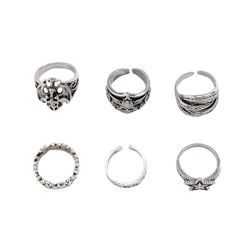 Gissroys Einzigartige Ringe Punkschädel Set Komplizierte Öffnung Für Halloween Und Alltägliche Modezubehör Gothic Skull Set Geeignet von Gissroys