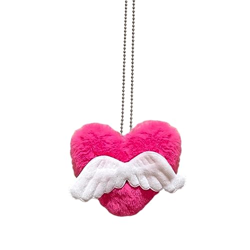 Gissroys Einzigartige gefüllte Herzflügel-Halskette mit Y2K-Plüschherz, Pullover-Kette, Dopamin-Halskette, Mädchen, Sommer, Geburtstag, Plüsch-Herz-Halskette von Gissroys