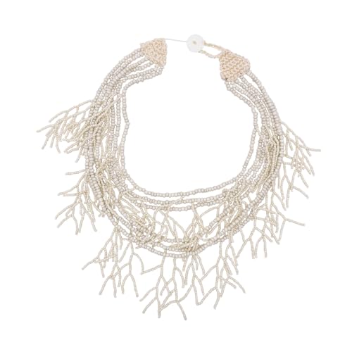Gissroys Ethnische Stile Multi Layer Perlen Halskette Einstellbare Länge Neckkettenleichte Stilvolle Harzschmuck Für Frauen Vielseitige Multi Layer Halskette von Gissroys