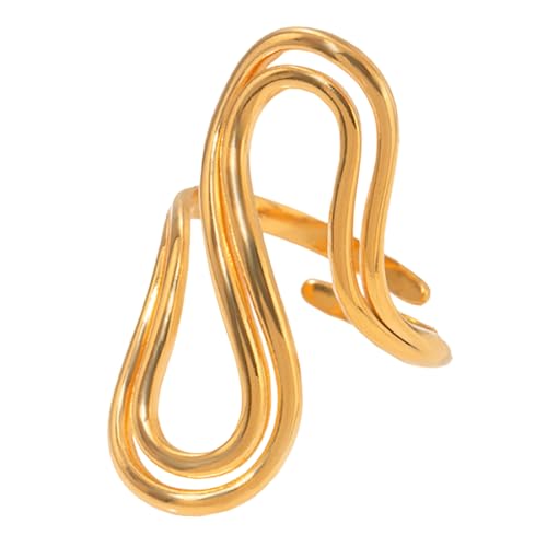 Gissroys Fingerringe Übertrieben Unregelmäßige Party Accessoires Hochzeiten Edelstahl Textur Für Lässige Outfits Modeschmuck von Gissroys