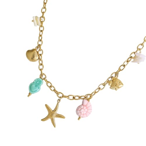 Gissroys Multifauntal Edelstahlkettenarmband Marine Charme Halskette Einstellbare Länge Halskette von Gissroys